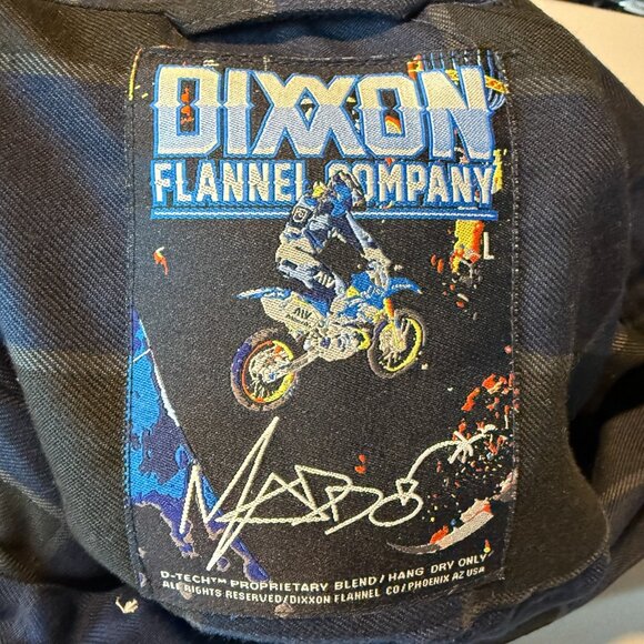 Dixxon Men L Flannel Shirt Black Blue Plaid Long Sleeve Madoo Robbie Madison - Picture 4 of 8